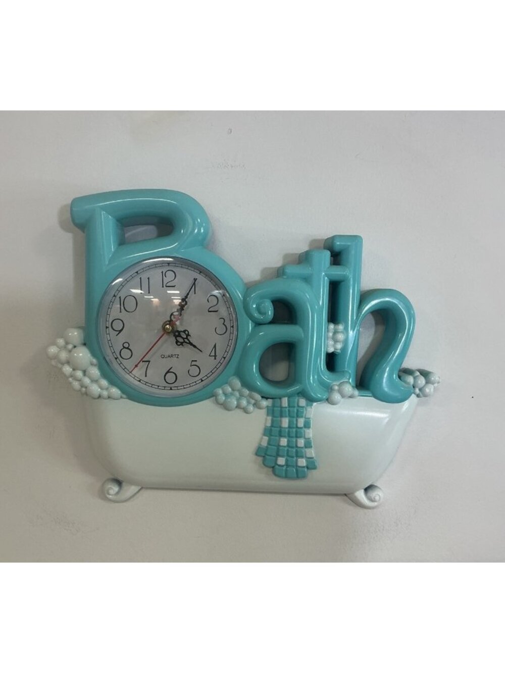 Vintage Bath Wall Clock Blue Battery Operated Works Battery Included